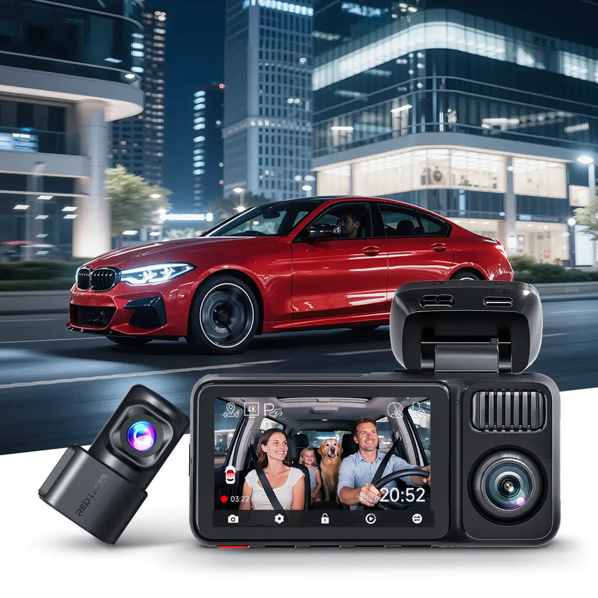 Redtiger F17 Elite 3 Channel Ultra 4K+2.5K+1080P Wifi 6 Dash Cam