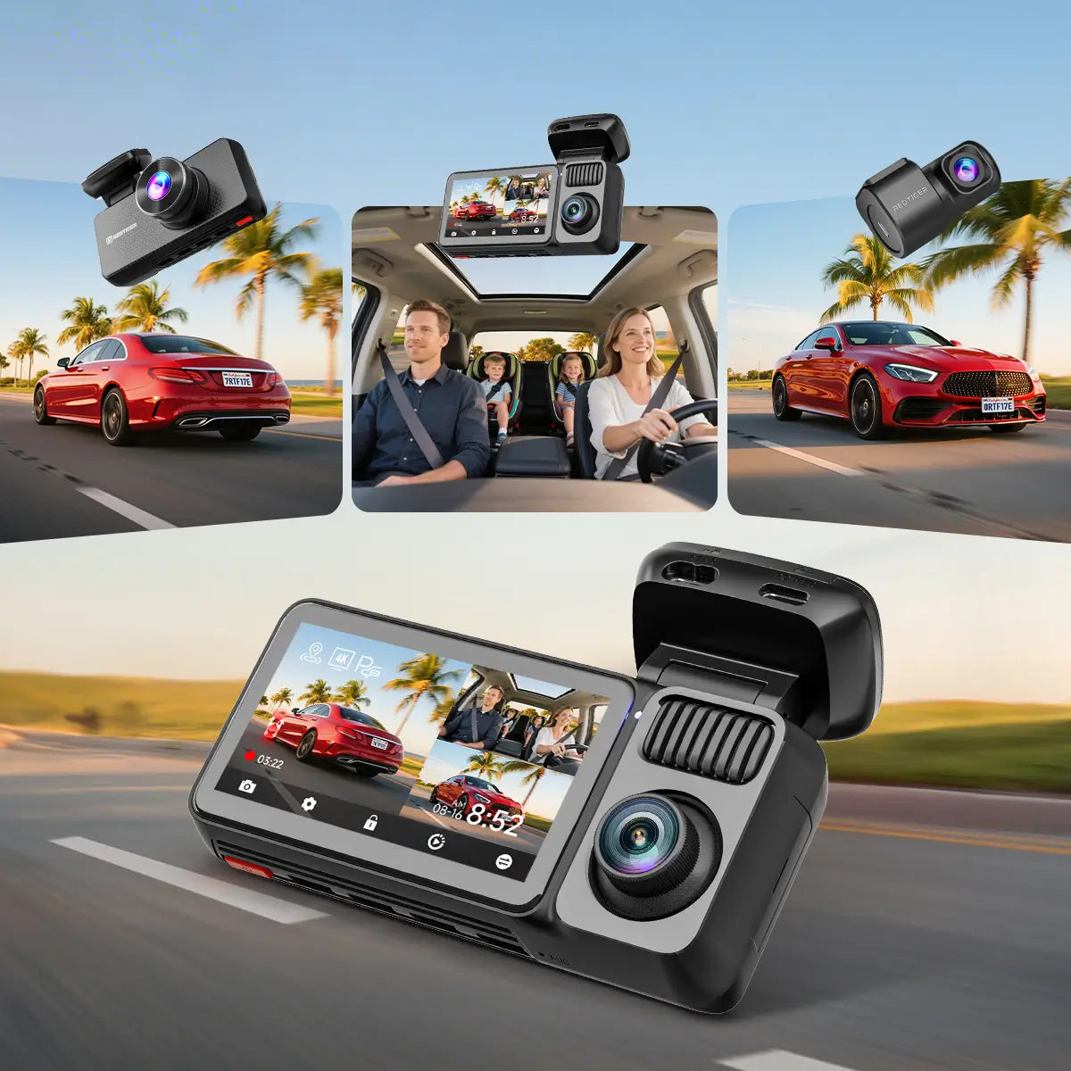 Redtiger F17 Elite 3-Channel 24/7 Ultra-Color 4K+2.5K+1080P Wifi6 Dash Cam easy-product-customizer