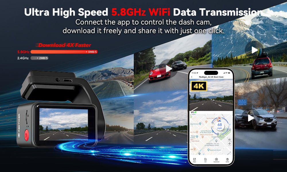 High Speed 5GHz WIFI APP Control Wireless Dash Cam