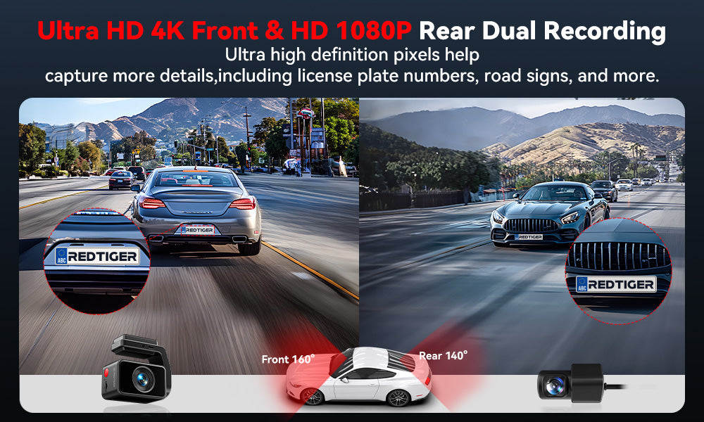 Ultra HD 4K Front and HD 1080P Rear Dual Recording Dash Cam