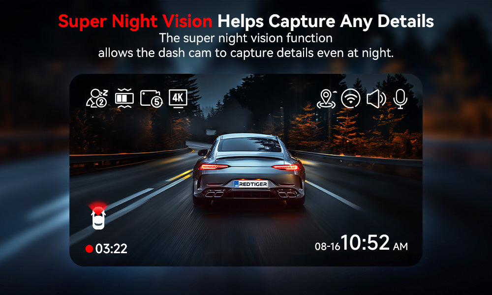 Super Night Vision Low Light Performance Improved Dash Cam