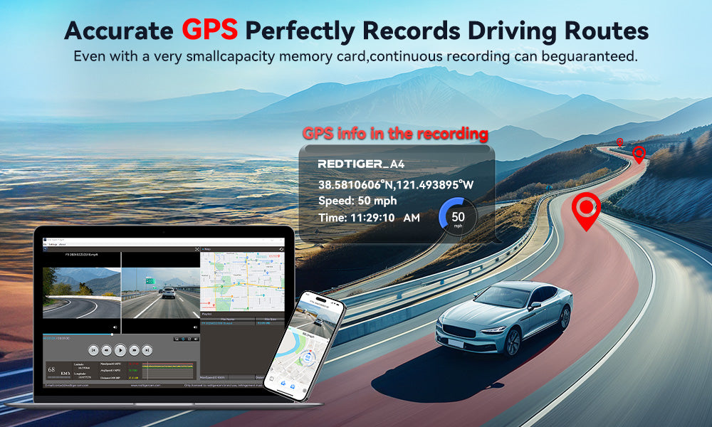 Built In GPS Route Track Recording Dash Cam