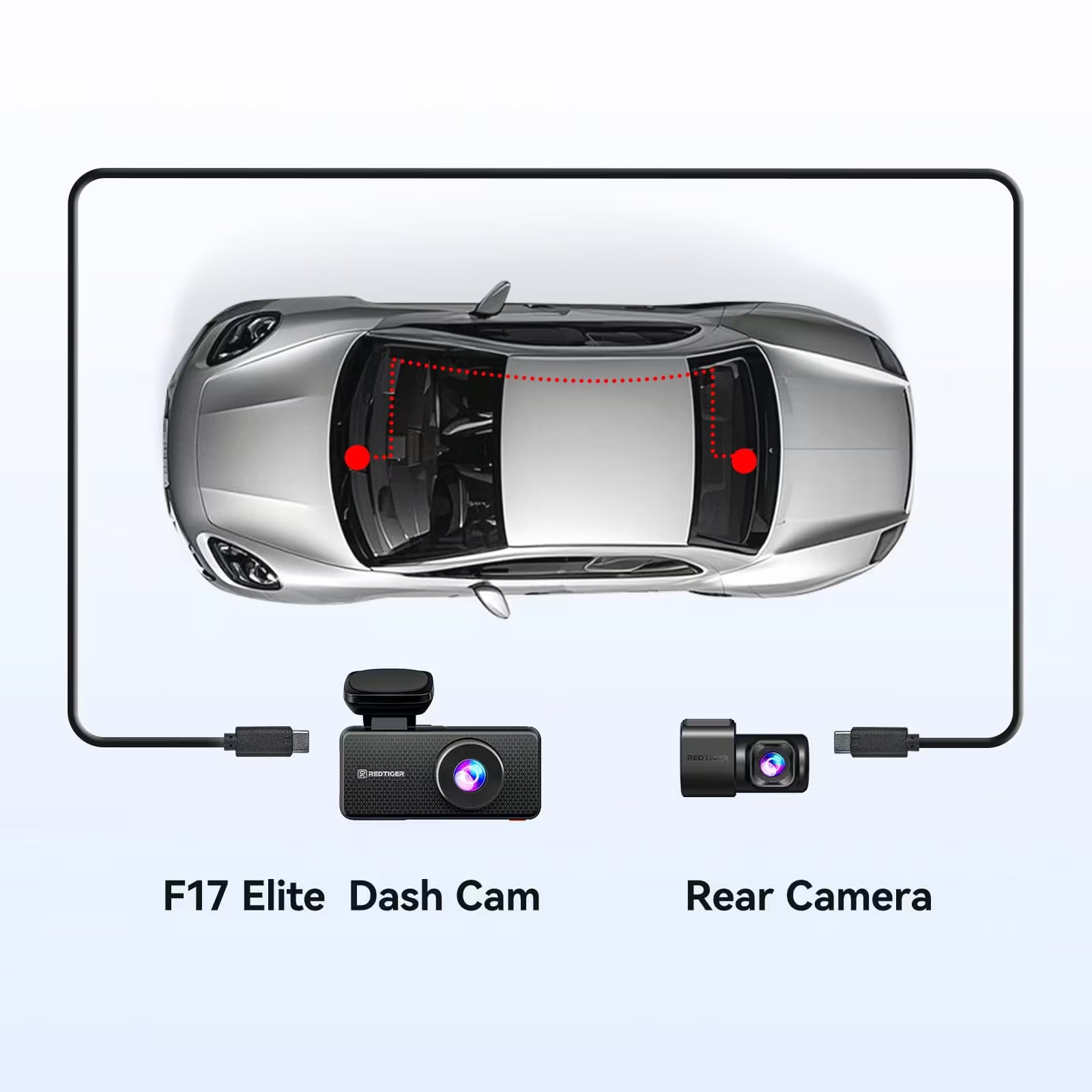 Redtiger F17 Elite/VC70 Rear Camera 33Feet  Replacement Cables - REDTIGER Official