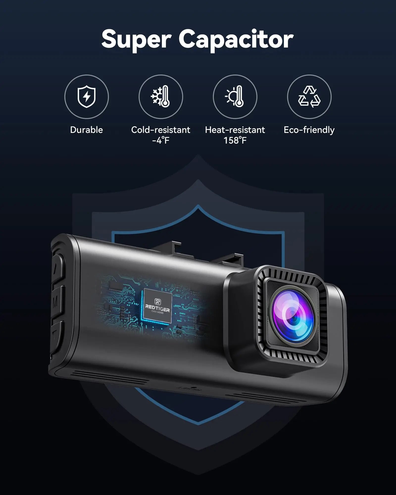 REDTIGER F7NP Dash Cam Front Rear, 4K/2.5K Full HD Dash Camera for Cars, Included 32GB Card, Built-in Wi-Fi GPS, 3.16” IPS Screen, Night Vision, 170°Wide Angle, WDR, 24H Parking Mode