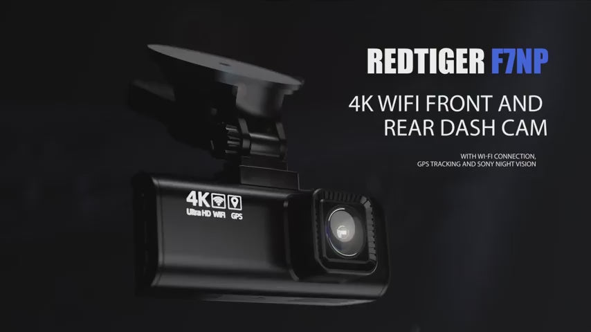 REDTIGER F7NP Dash Cam Front Rear, 4K/2.5K Full HD Dash Camera for Cars, Included 32GB Card, Built-in Wi-Fi GPS, 3.16” IPS Screen, Night Vision, 170°Wide Angle, WDR, 24H Parking Mode