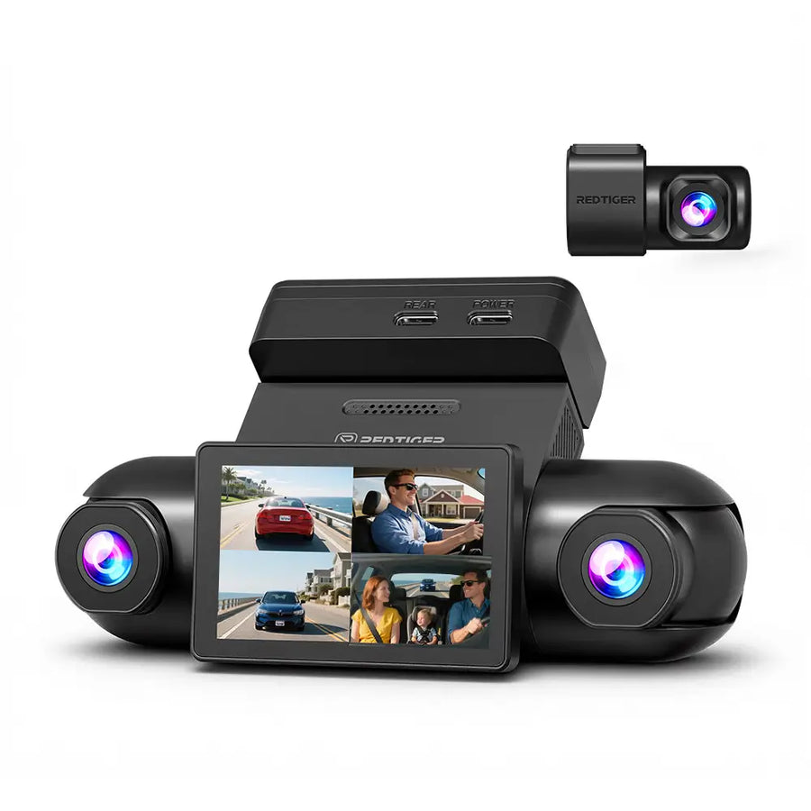 Redtiger VisionPano 40 4 Channel 2.5K Dash Cam Dual Sony STARVIS 2 HDR 5.8 Ghz WiFi Parking Monitor Dash Cam - REDTIGER Official