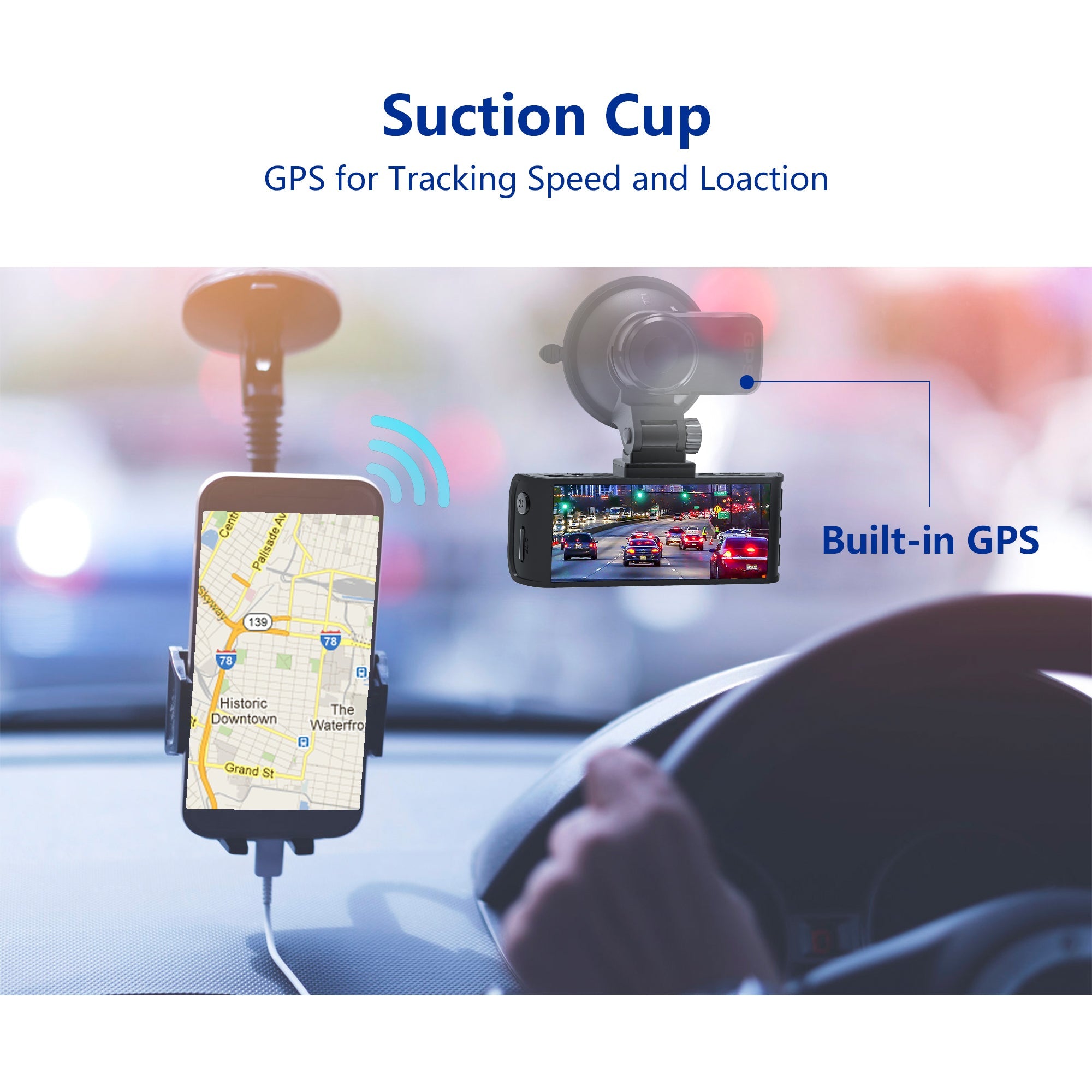 Redtiger F7N/F17 Dash Cam Suction Mount with GPS Module Accessories REDTIGER Dash Cam   