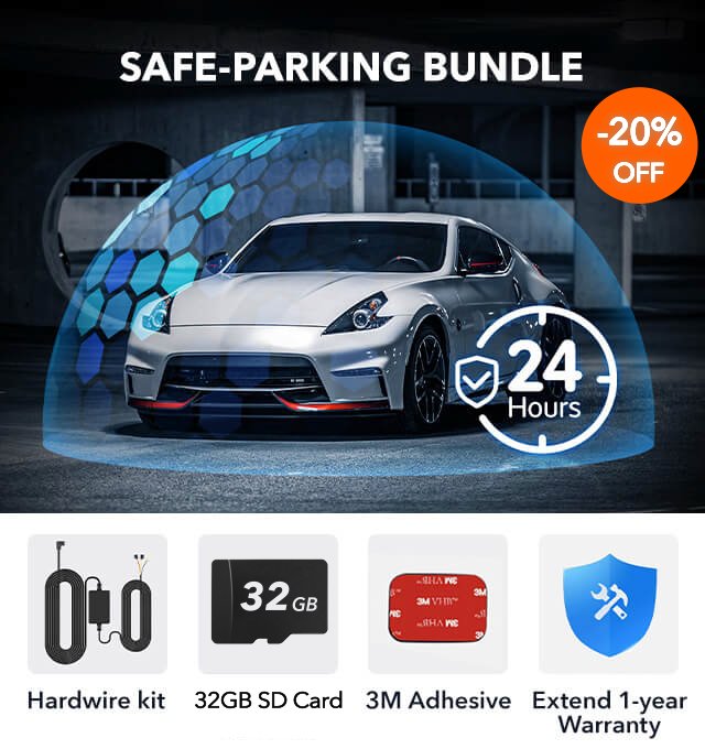 Redtiger T700 Safe-Parking Accessory Bundle Bundle REDTIGER Dash Cam T700 Hardwire kit+32GB SD Card+3M Adhesive+Extend 1-year Warranty  